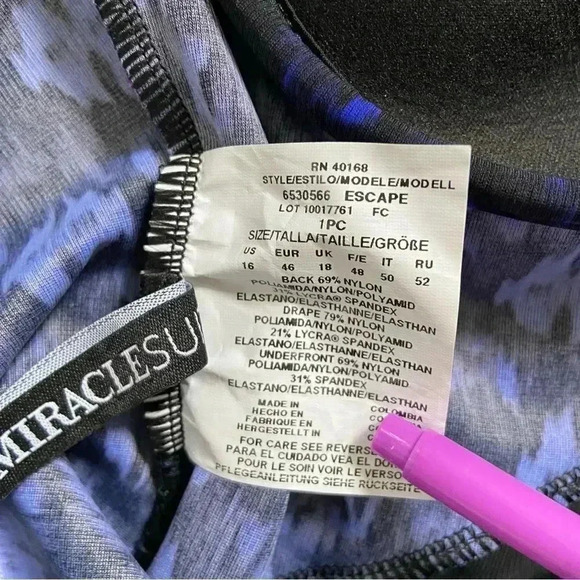 NEW Miraclesuit Bella Alba Escape Underwire One-Piece Swimsuit size 16 - Picture 6 of 8